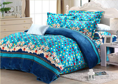 Siêu mềm và ấm chấm in bộ đồ giường lông cừu bộ vỏ với màu nền màu xanh